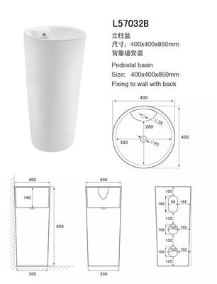 অ Porous বাথরুম বেসিনে এবং ভ্যানিটিস / সমসাময়িক Pedestal বেসিনে এন্টি লিক সরবরাহকারী